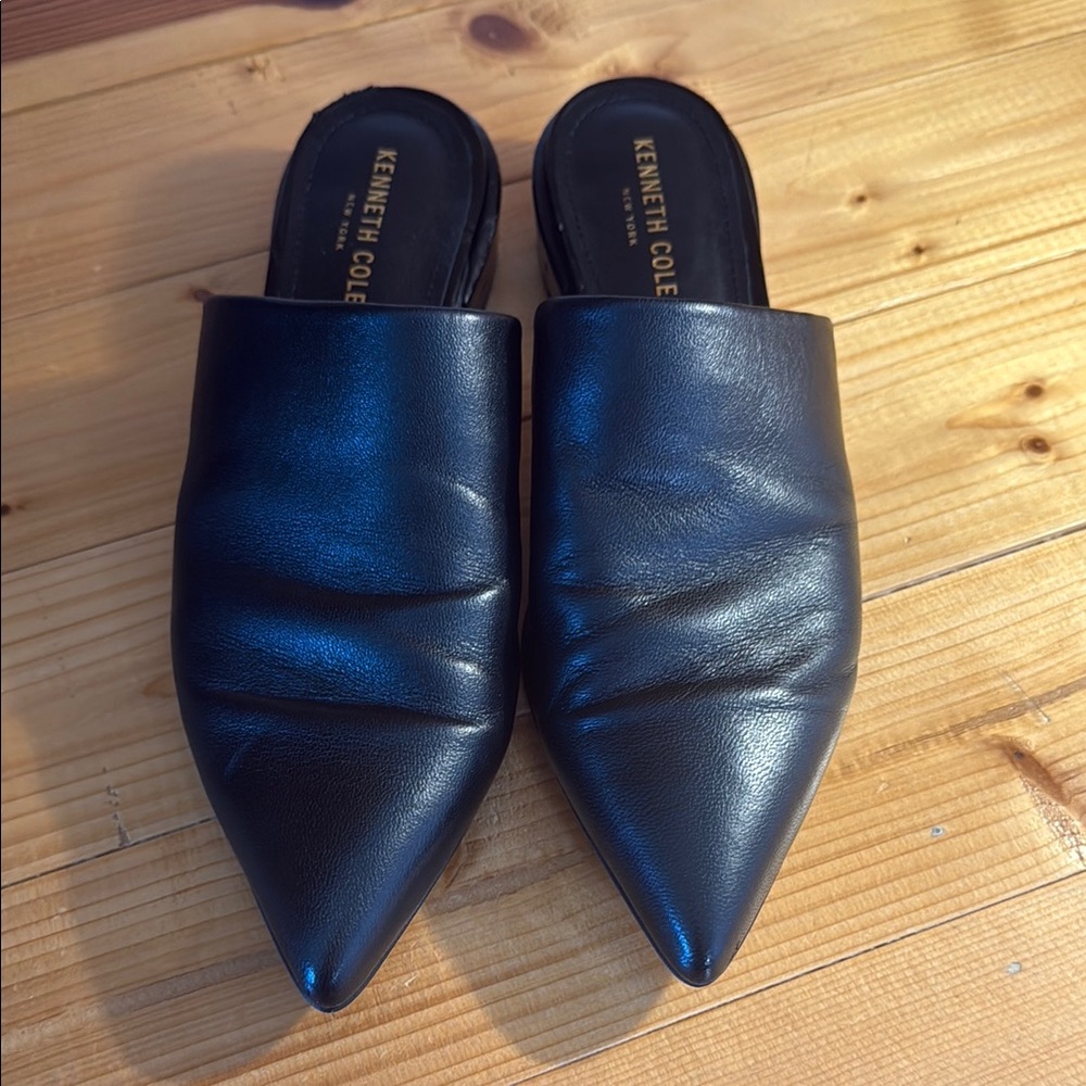 Kenneth Cole Black Pointed Toe Mules